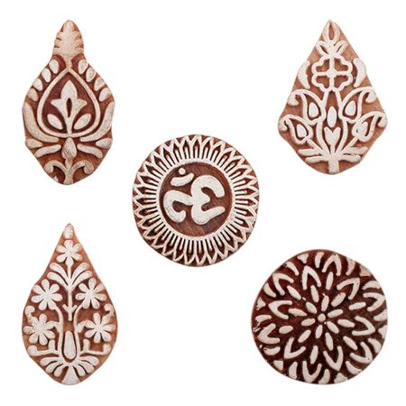 Set of 5 Piece New Mix Wooden Printing Blocks